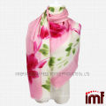 Красный цветок, зеленый лист, ручная роспись, шарф из 100% шерсти мерсеризованный шаль
